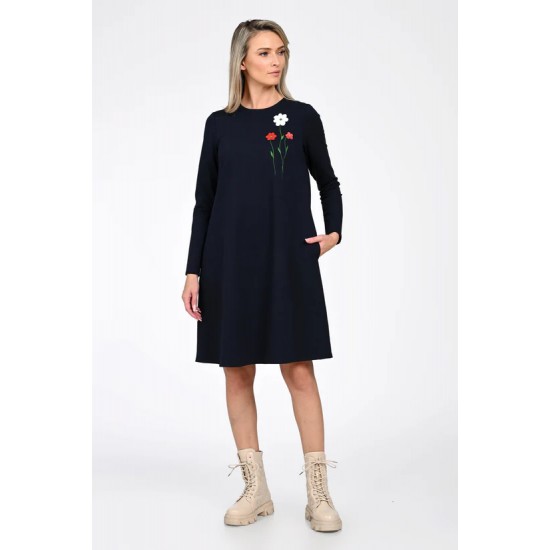 Rochie Dama, Eranthe, A-Line, cu Pictura Realizata Manual V364A