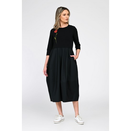 Rochie Dama, Eranthe, Baloon, tip Lalea, cu Pictura Realizata Manual V366