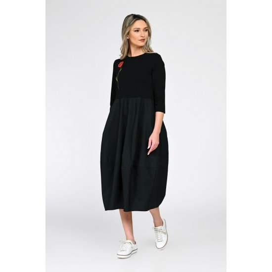 Rochie Dama, Eranthe, Baloon, tip Lalea, cu Pictura Realizata Manual V366