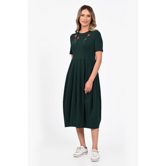 Rochie Dama, Eranthe, Baloon, tip Lalea, cu Pictura Realizata Manual V392