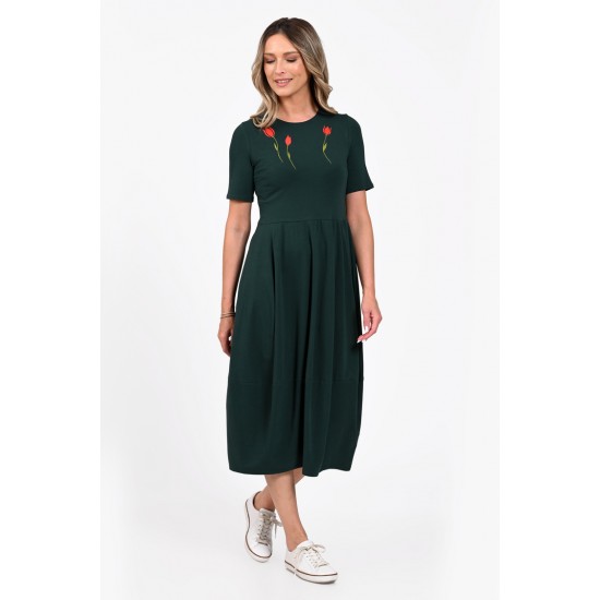 Rochie Dama, Eranthe, Baloon, tip Lalea, cu Pictura Realizata Manual V392