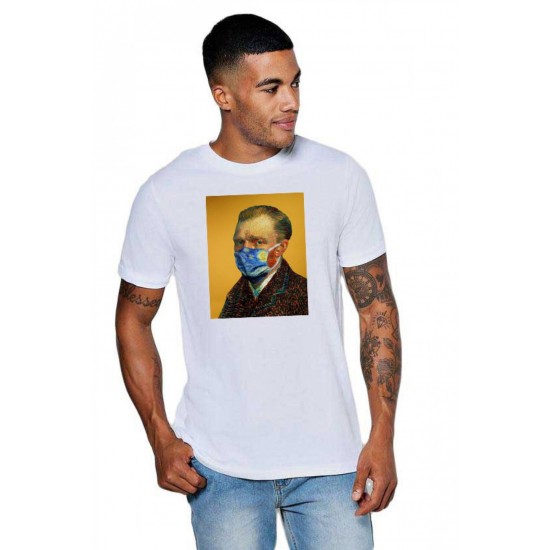  Tricou barbati alb - Van Gogh in Pandemie