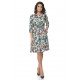 Rochie Multicolor cu snur in talie si model floral