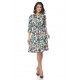 Rochie Multicolor cu snur in talie si model floral