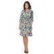 Rochie Multicolor cu snur in talie si model floral