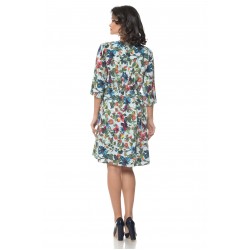 Rochie Multicolor cu snur in talie si model floral