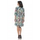 Rochie Multicolor cu snur in talie si model floral