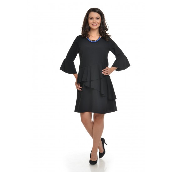 Rochie Dama Neagra cu volane Rochie Dama Neagra cu volane