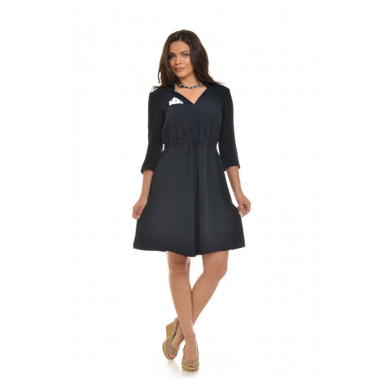 Rochie bleumarin cu model camasa Office Rochie bleumarin cu model camasa Office
