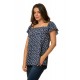 Bluza dama volan - alb/bleumarin