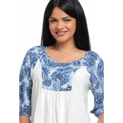 Bluza Dama Alba cu flori albastre