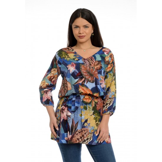 Tunica dama Multicolor cu Flori Tunica dama Multicolor cu Flori