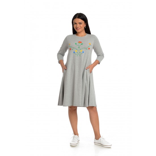 Rochie Dama Gri cu Buzunare Rochie Dama Gri cu Buzunare