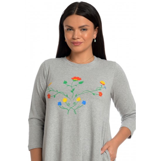 Rochie Dama Gri cu Buzunare Rochie Dama Gri cu Buzunare