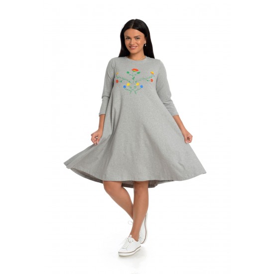 Rochie Dama Gri cu Buzunare Rochie Dama Gri cu Buzunare