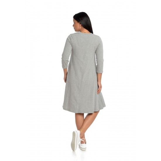 Rochie Dama Gri cu Buzunare Rochie Dama Gri cu Buzunare