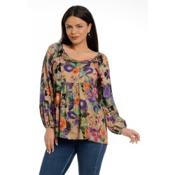 Bluza Dama Platca Multicolora cu Maneca Bufanta