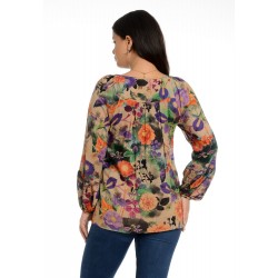 Bluza Dama Platca Multicolora cu Maneca Bufanta