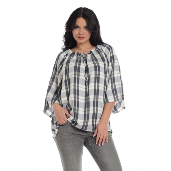 Bluza Dama, Ampla cu Carouri Bluza Dama, Ampla cu Carouri
