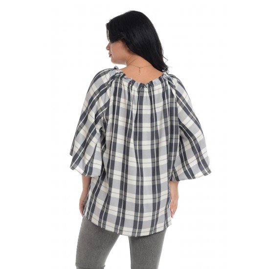 Bluza Dama, Ampla cu Carouri Bluza Dama, Ampla cu Carouri