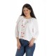 Bluza Dama, Ampla, Alba cu model Floral pictat manual