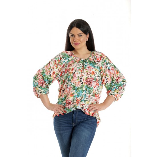 Bluza Dama, Ampla, Multicolora cu model Floral