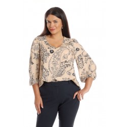 Bluza Dama Paisley, Crem/Bleumarin cu imprimeu Paisley