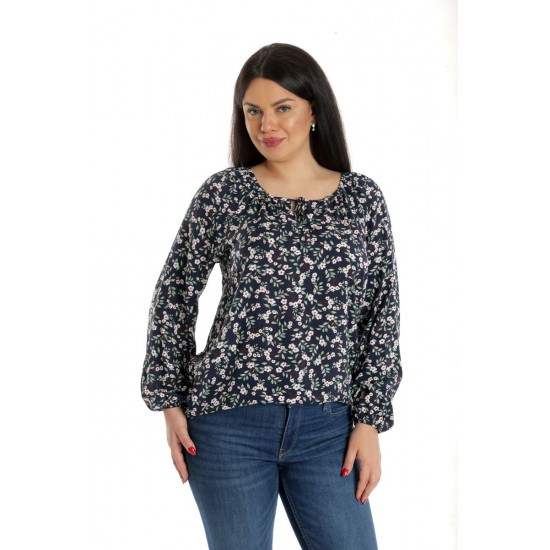 Bluza Dama, tip IE, Bleumarin cu imprimeu Floral