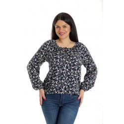 Bluza Dama, tip IE, Bleumarin cu imprimeu Floral