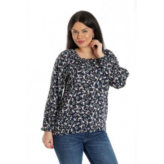 Bluza Dama, tip IE, Bleumarin cu imprimeu Floral