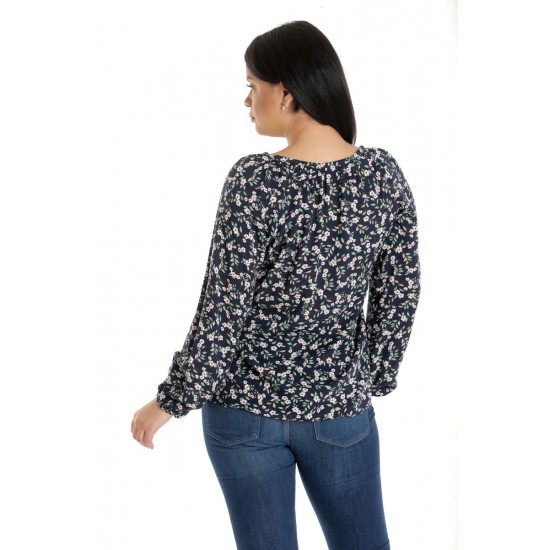 Bluza Dama, tip IE, Bleumarin cu imprimeu Floral