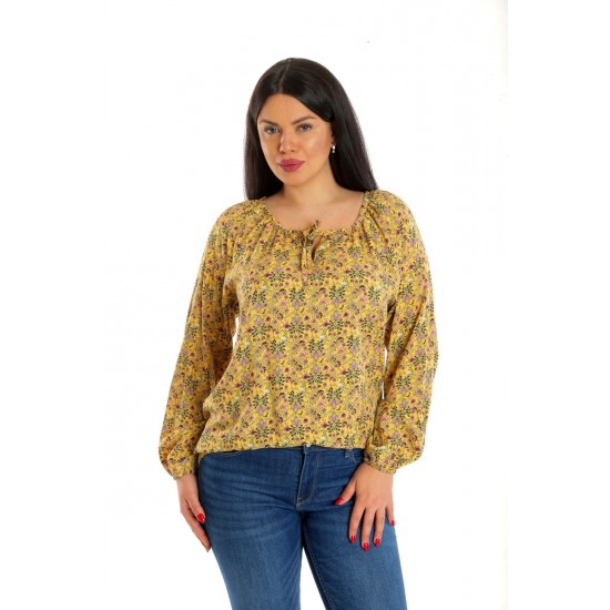 Bluza Dama, tip IE, Galben mustar cu model Floral