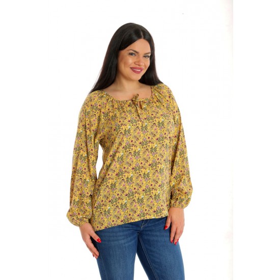 Bluza Dama, tip IE, Galben mustar cu model Floral