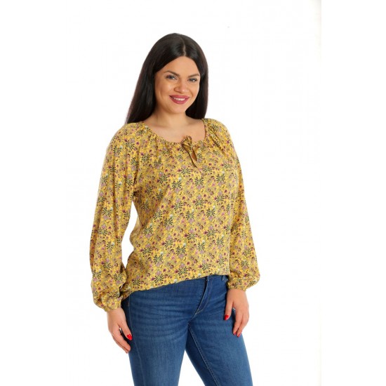 Bluza Dama, tip IE, Galben mustar cu model Floral