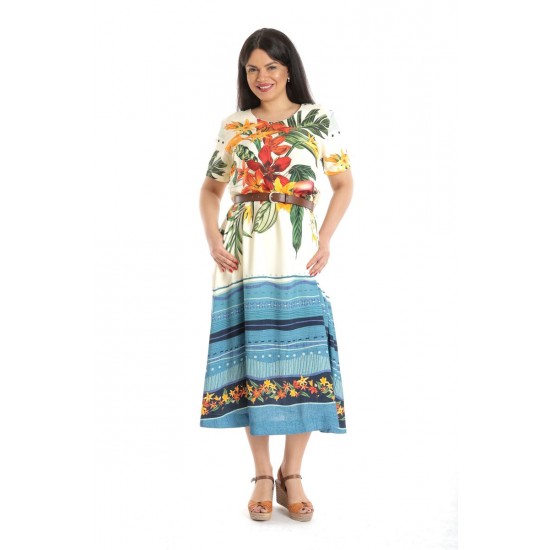 Rochie Dama Lunga cu Buzunare, Multicolor cu model Floral