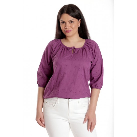 Bluza Dama, IE, Violet cu broderie sparta