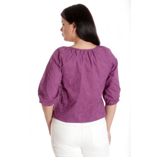 Bluza Dama, IE, Violet cu broderie sparta