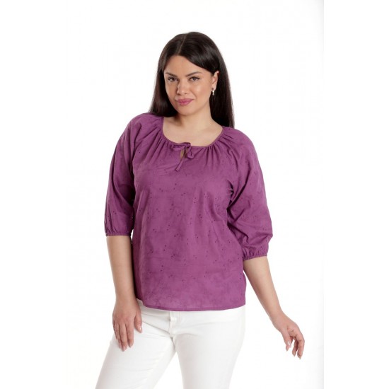 Bluza Dama, IE, Violet cu broderie sparta