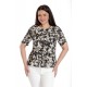 Bluza Dama, Peplum, din Viscoza, Crem cu Negru si model Floral