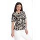 Bluza Dama, Peplum, din Viscoza, Crem cu Negru si model Floral