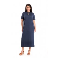 Rochie Dama Lunga Tricot, Bleumarin inchis din Viscoza