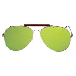 Ochelari de soare Aviator Outdoorsman Verde deschis reflexii - Auriu