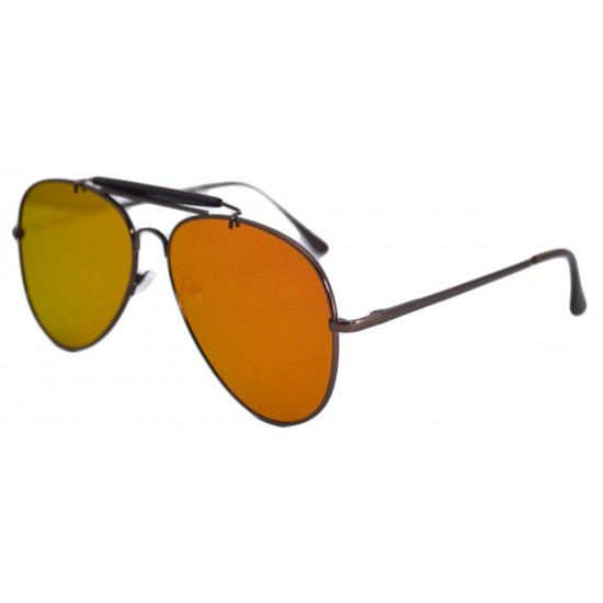 Ochelari de soare Aviator Outdoorsman mov cu reflexie galbena - Negru