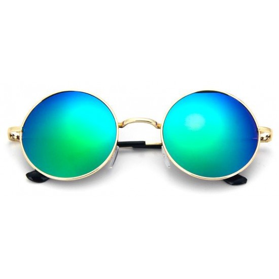 Ochelari de soare Rotunzi Retro John Lennon Albastru Reflexii - Auriu Ochelari de soare Rotunzi Retro John Lennon Albastru Reflexii - Auriu