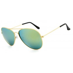 Ochelari de soare Aviator Verde cu reflexii cu Auriu, Polarizati