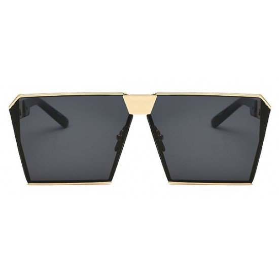 Ochelari de soare Rectangular Plat Oglinda Negru - Auriu