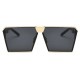 Ochelari de soare Rectangular Plat Oglinda Negru - Auriu