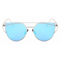 Ochelari de soare Ochi de Pisica Cat eyes Oglinda Bleu cu Argintiu