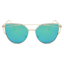Ochelari de soare Ochi de Pisica Cat eye Oglinda Albastru Reflexii si Auriu