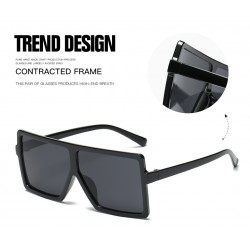 Ochelari de soare Rectangular Plat Supradimensionati Negru